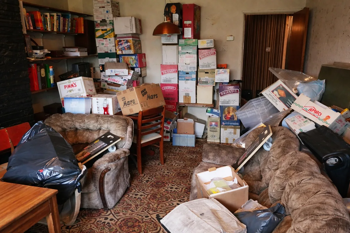 Living room before a house clearance in Stirling